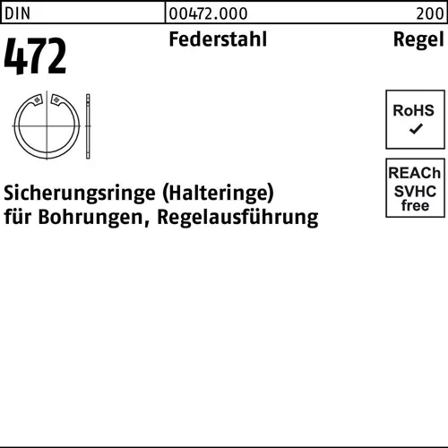 Sicherungsring DIN 472 152 x 4 Federstahl Regelausführung 25 Stück