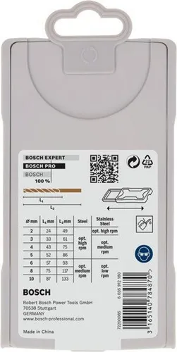 Bosch Metallbohrer-Set PRO Metal HSS-G DIN338 7tlg.D.2-10mm L.49-133mm