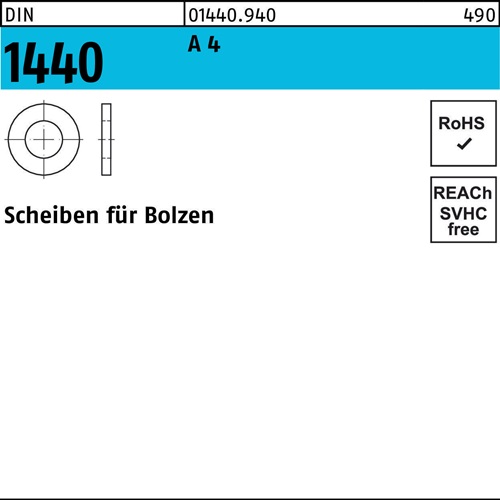 Scheibe DIN 1440 f.Bolzen 60x 80x 9 A 4 10 Stück