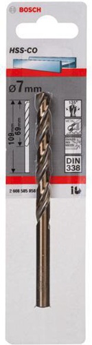 Bosch Metallbohrer HSS-Co DIN338 Arbeits-L.69mm D.7mm L.109mm