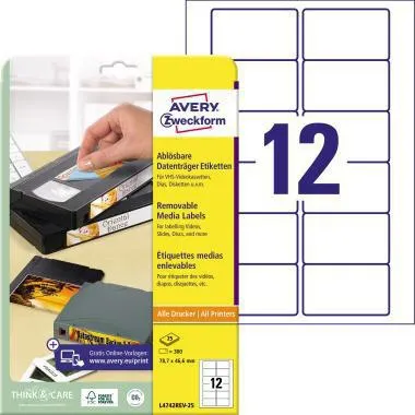 Avery Zweckform Etikett L4742REV-25 78,7x46,6mm ws 300 St./Pack.