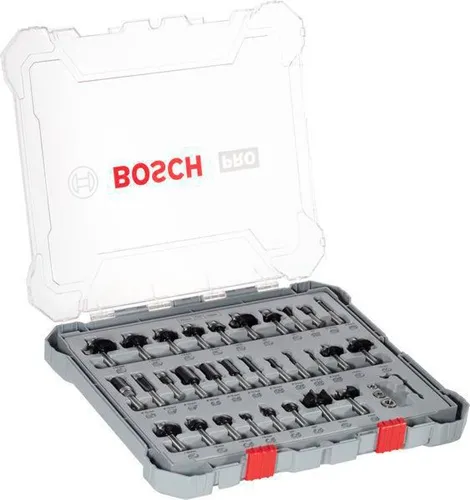 Bosch Freihandfräser-Set 30tlg. Arbeits-L.15mm D.4mm L.50mm Nutfräser Schaft 8mm