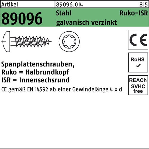 Spanplattenschraube R 89096 HAKO ISR 4x12-T20 Stahl galv.verz. 1000St.