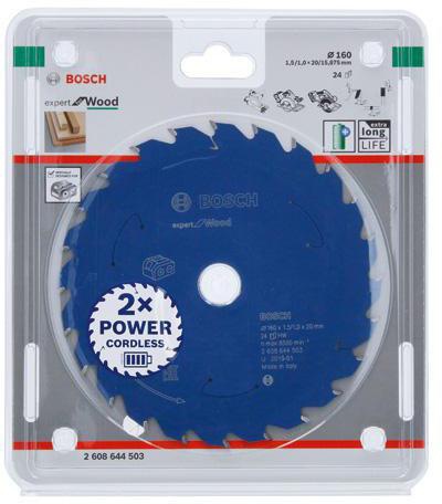 Bosch Kreissägeblatt Expert for Wood D.160mm Bohrung 20mm 24Zähne WZ 