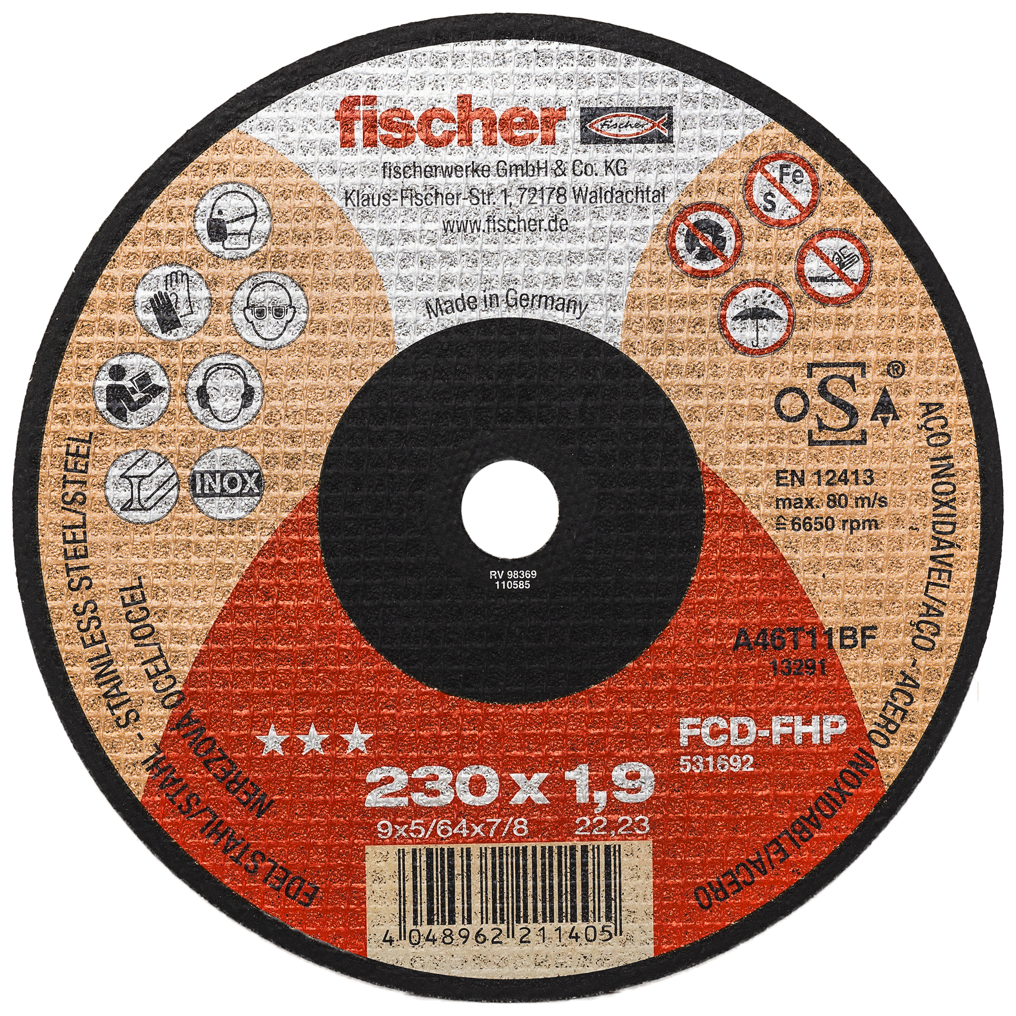 fischer Trennscheibe FCD-FHP 230 x 1,9 x 22,23 Inox