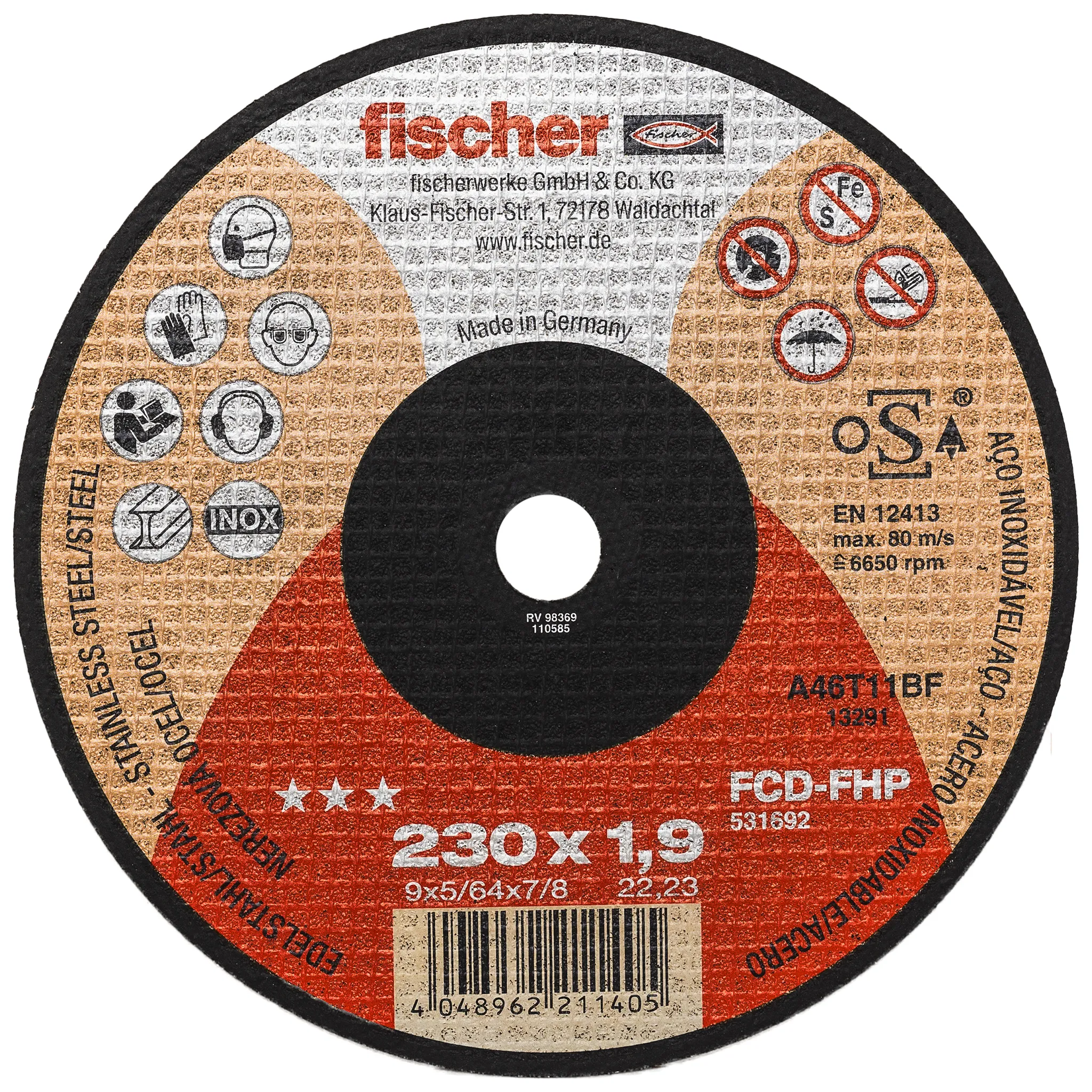 fischer Trennscheibe FCD-FHP 230 x 1,9 x 22,23 Inox