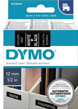 DYMO Schriftbandkassette D1 S0720610 12mmx7m ws auf sw