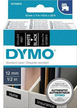 DYMO Schriftbandkassette D1 S0720610 12mmx7m ws auf sw