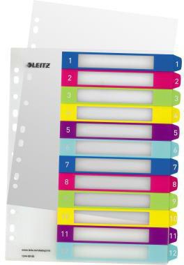 Leitz Register WOW 12440000 DIN A4 1-12 volle Höhe PP farbig