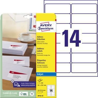 Avery Zweckform Etikett J8163-25 99,1x38,1mm 350 St./Pack.