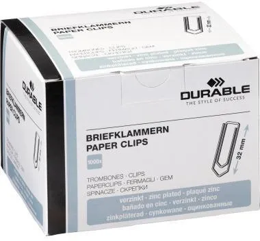 DURABLE Briefklammer 121125 32mm verzinkt 1.000 St./Pack.