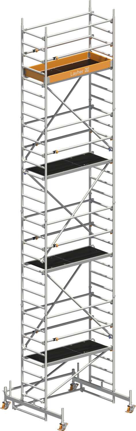 Layher Fahrgerüst Uni Leicht P2 mit Uni Telegeländer Typ: 1413207 | SH: 7,26 m / AH: 9,26 m