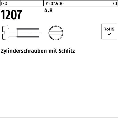 Zylinderschraube ISO 1207 Schlitz M2,5x 25 4.8 2000 Stück