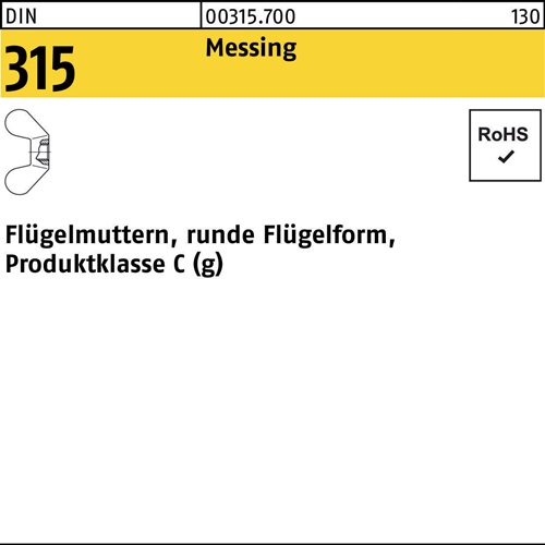 Flügelmutter DIN 315 runde FormM5 Messing 100 Stück