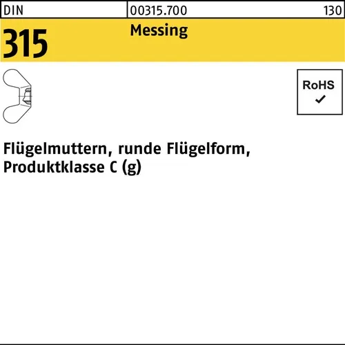 Flügelmutter DIN 315 runde FormM5 Messing 100 Stück