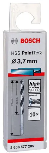 Bosch Metallspiralbohrer PointTeQ DIN388 Arbeits-L.39mm D.3,7mm Typ N 10St.