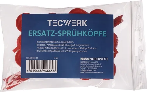 TECWERK Ersatzsprühköpfe je 12 Sprühköpfe u.Röhrchen (150 mm) Ku.Btl.