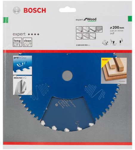 Bosch Kreissägeblatt Expert for Wood D.200mm Bohrung 30mm 24Zähne WZ