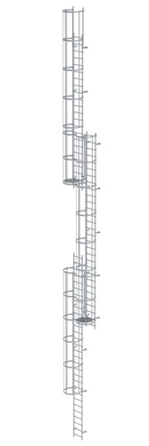 MUNK Mehrzügige Steigleiter mit Rückenschutz (Maschinen) Aluminium blank 18,84m