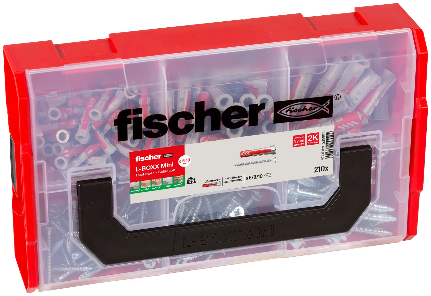 fischer L-BOXX mini DuoPower + Schraube (210 Teile)