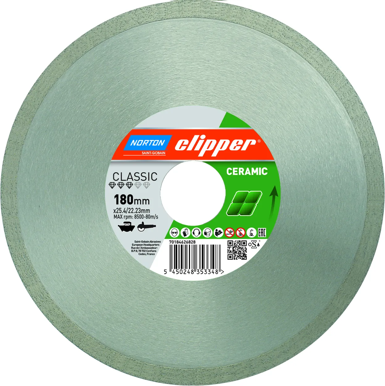 Norton Clipper Diamanttrennscheibe Classic Ceramic - 180  x  25,4/22,23 mm