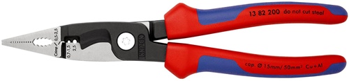 Elektroinstallationszange L.200mm pol.Mehrkomp.-Hülle o.Öffnungsf.KNIPEX