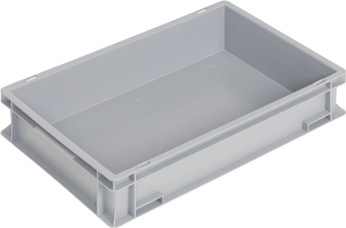 TECWERK Transportbehälter L600xB400xH120mm grau PP Muschelgr.Seitenwände geschl.