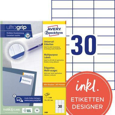 Avery Zweckform Universaletikett 3489 70x29,7mm weiß 3.000 St./Pack.