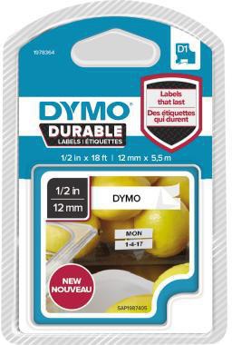 DYMO Schriftbandkassette D1 1978364 12mmx5,5m sw auf ws