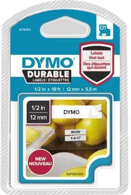 DYMO Schriftbandkassette D1 1978364 12mmx5,5m sw auf ws