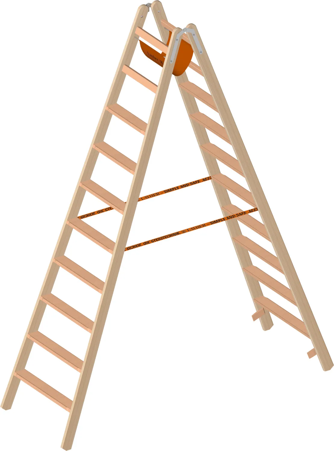 Layher Holzstehleiter mit Stufen 2x10
