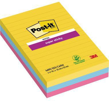 Post-it Haftnotiz Super Sticky 4690-3SS-CARN 101x152mm lin. 3St.