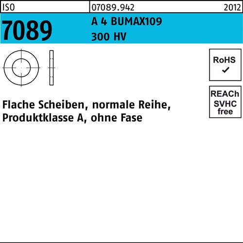 Unterlegscheibe ISO 7089 o.Fase 12 A 4 300 HV BUMAX109 100 Stück BUFAB