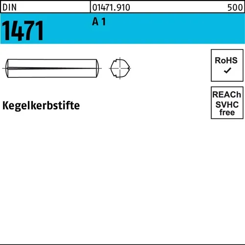Kegelkerbstift DIN 1471 6x 45 A 1 100 Stück