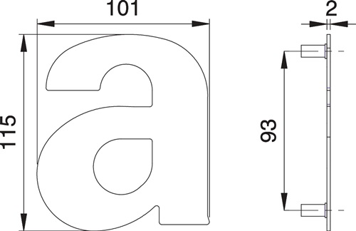 Hausnummer Buchstabe a VA ma 115mm B.101mm EDI