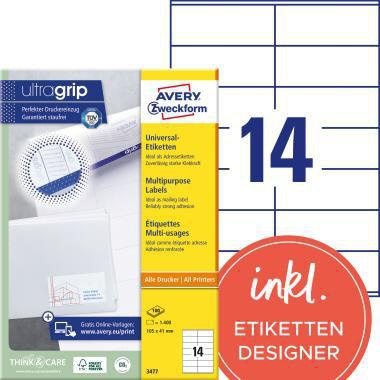 Avery Zweckform Universaletikett 3477 105x41mm weiß 1.400 St./Pack.