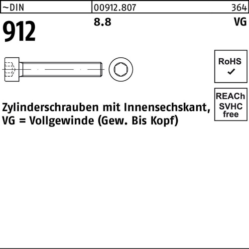 Zylinderschraube DIN 912 Innen-6kt VG M5x 50 8.8 200 Stück