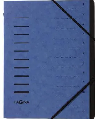 PAGNA Ordnungsmappe 40059-02 DIN A4 12Fächer Pressspankarton blau