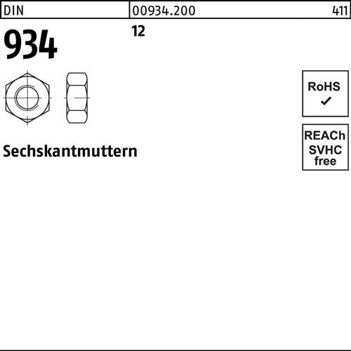 Sechskantmutter DIN 934 M16 12 100 Stück