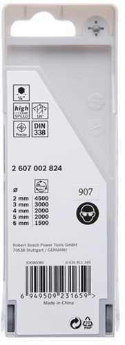 Bosch Spiralbohrer-Set PoinTeQ DIN338 5tlg.D.2-6mm Arbeits-L24/33/43/52/57mm HSS