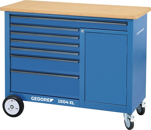 Rollwerkbank 1504 XL Außen-B1250xT630xH985mm Schubl.7 40/60kg 1000kg GEDORE