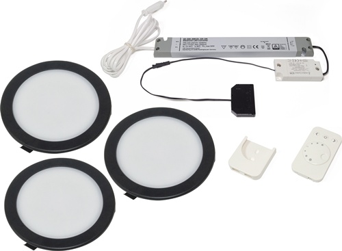 Einbauleuchtenset Moonlight emotion 12 V DC 3,6 W Rahmenfarbe schwarz L&S