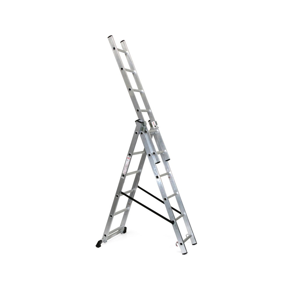 Alu-Schiebeleiter BASIC 3-in-1, Arbeitshöhe Anlegeleiter 4,86 m