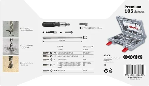 Bosch Bohrer-Schrauber-Set Premium X-Line 105tlg. f.Holz/Stein/Metall