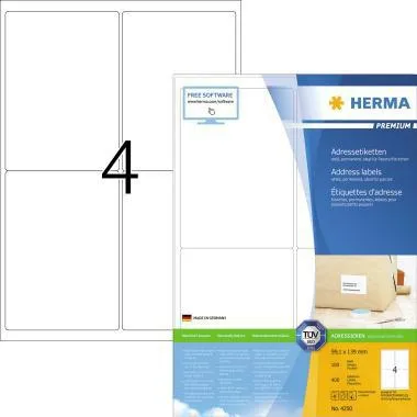 HERMA Etikett PREMIUM 4250 99,1x139,0mm 100Bl 400 St./Pack.