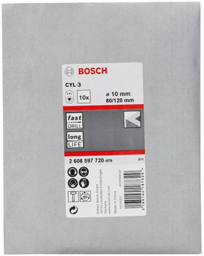 Bosch Betonbohrer Silver Percussion CYL-3 D.10mm L.120mm Schaft-D.9mm 10St.