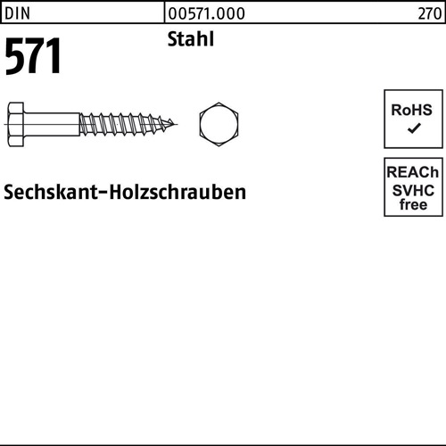 Sechskantholzschraube DIN 571 6x 40 Stahl 200 Stück