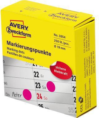 Avery Zweckform Markierungspunkt 3854 19mm magenta 250 St./Pack.