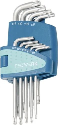 TECWERK Winkelschraubendrehersatz 9-tlg.T9-T45 m.Kugelk.Ku.-Halter