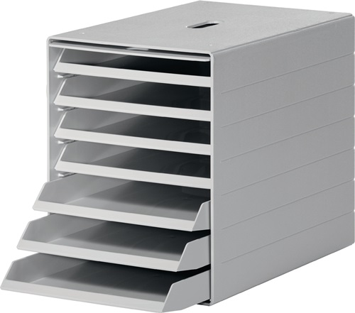 Schubladenbox 7 Schubl.m.versenkbarer Frontklappe grau H322xB250xT365mm DURABLE